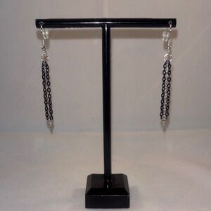 Hand Crafted Black and Silver Chain Earrings